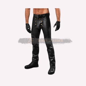 Genuine Leather Men's Black Skinny  Pant-Handmade Leather Biker Pant- MotorBiker Pant-Party Pant-Booty Pants,Leather Pant For Men