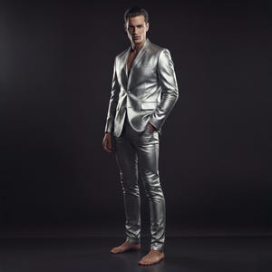 mens metallic dress pants Men Dress Pants Wedding Suit Pants Fashion Sequin Sparkly 70s Disco Outfits Nightout Clubwear Shiny Metallic Trousers at Amazon Men's Clothing store