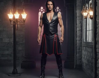 Men’s Gothic Leather Warrior Costume – Dark Fantasy LARP Outfit.