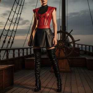 black dress with red thigh high boots thigh high boots sweater dress and scarf