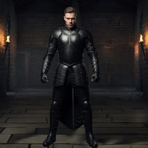 Disfraz de guerrero épico, armadura renacentista, armadura de guerrero negro con pantalones, traje gótico de cuero genuino, disfraz de cosplay, regalo de jugador de fantasía.