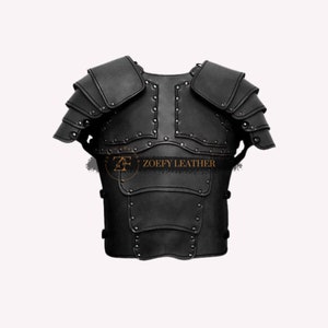 Armor Biker - Chaleco ajustable de cuero para hombre, color negro
