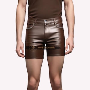 Men&#39;s Real Leather Booty Short, Latest Design Stylish Brown Short, Men Leather Biker Short, Summer Short, Gift For Him