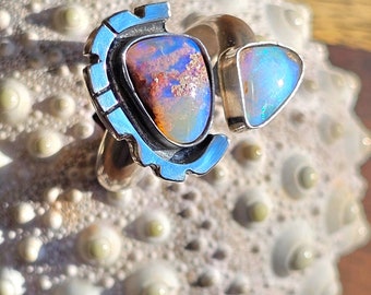 Wild Heart Australian Boulder Opal Statement Ring CUSTOM