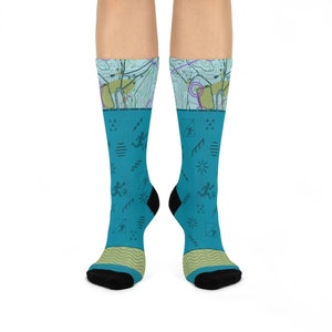 Orientierungslauf-Socken, Kartensymbole, Laufen, Unisex, Erwachsene, bequem, leicht, atmungsaktiv, dehnbar, Rundhalsausschnitt, mittlere Wade | Lustiges Original in 1 Größe