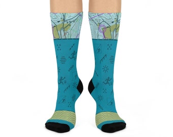 Orienteering Socks, Map Symbols Running Unisex Adult Comfortable Lightweight Breathable Stretchy Crew Mid Calf | Fun Original 1 Size