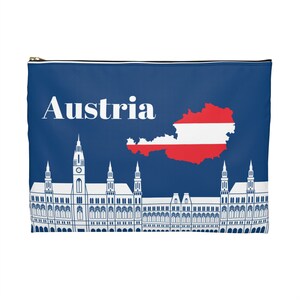 Austria Accessory Pouch, Austria Cosmetic Bag, Multi-Purpose Bag, Wanderlust Gift, Traveling, Austrian Flag Bag, Unisex Travel Gift Idea image 3