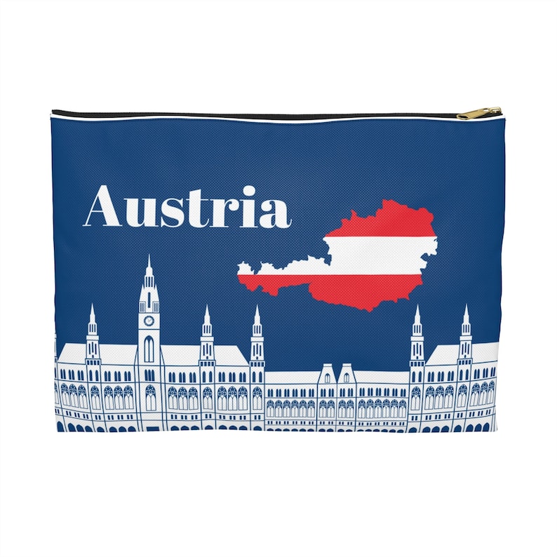 Austria Accessory Pouch, Austria Cosmetic Bag, Multi-Purpose Bag, Wanderlust Gift, Traveling, Austrian Flag Bag, Unisex Travel Gift Idea image 2
