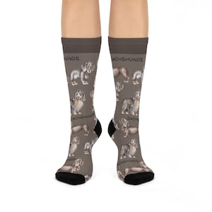 Dachshund Socks, Chocolate German Unisex Adult Comfortable Lightweight Breathable Stretchy Crew Mid Calf | Fun Original | 1 Pair, 1 Size