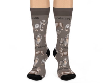 Dachshund Socks, Chocolate German Unisex Adult Comfortable Lightweight Breathable Stretchy Crew Mid Calf | Fun Original | 1 Pair, 1 Size