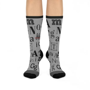 Graphic Designer Socks, Font Frenzy, NO Comic Sans, Funny Socks Unisex Adult Comfy Lightweight Stretchy Crew Mid Calf Fun Original 1 Size