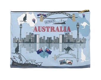 Down Under Accessory Pouch, Australia Cosmetic Bag, Multi-Purpose Bag, Wanderlust Gift, Australian Gift Idea, Gift for Traveler, Australia