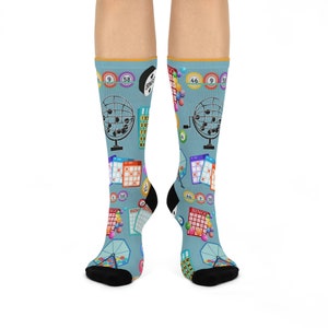¡Calcetines de noche de juego de bingo! ¡Divertido! ¡N43! B12! O72! Unisex Adulto Cómodo Ligero Transpirable Elástico Equipo hasta la pantorrilla / Original divertido / 1 talla