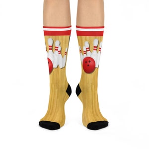 Bowling Socks, Strike! Gutter Ball Unisex Adult Comfortable Lightweight Breathable Stretchy Crew Mid Calf | Fun Original | 1 Pair, 1 Size