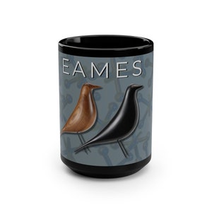 Eames House Bird Mug, MCM Herman Miller Knoll 15 oz Large Glossy Finish Coffee Tea Latte Charles and Ray Microwave and Dishwasher Safe