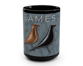Eames House Bird Mug, MCM Herman Miller Knoll 15 oz Large Glossy Finish Coffee Tea Latte Charles and Ray Microwave and Dishwasher Safe