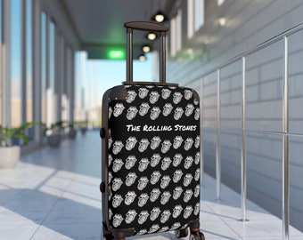 Rolling Stones Koffer Malen Sie es Schwarz 3 Größen Gepäck Handgemacht Tasche Glänzendes Finish 360 drehbare Räder Eingebautes Schloss Teleskopgriff Original