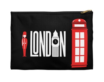 London Calling Accessory Pouch, Travel Bag London, Big Ben, Cosmetic All-Purpose, Parliament, London Bridge, Gift Anglophile, British Bag