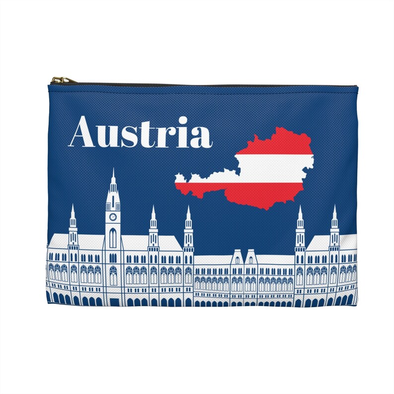Austria Accessory Pouch, Austria Cosmetic Bag, Multi-Purpose Bag, Wanderlust Gift, Traveling, Austrian Flag Bag, Unisex Travel Gift Idea image 6