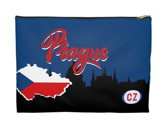 Prague, Czech Republic Accessory Pouch Black Zipper 2 Sizes Practical Modern Design Pencils Makeup Supplies Travel Convenient Original NEW