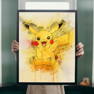 Pikachu Pokémon / Pikachu poster / Art Print / Dessin animé / Wall Art / Kids Room Decor / Idée Cadeau / Fan Pikachu / Fan Pokemon