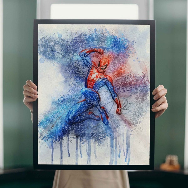 Spiderman / Aquarelle / Art Print / Super-héros  / Poster Film / Avengers / Comic / Marvel / Spider Man / Wall Art / Kids Room Decor