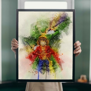 One Piece / Luffy en Zoro / Pirate / Luffy Hat / Manga poster / Anime Series / Art Print / Wall Art / Kids Room Decor / Cadeau Idee