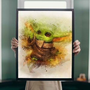 Baby Yoda / Grogu / Star Wars / The Mandalorian / Art Print / Movie Poster / Wall Art / Kids Room Decor / Star Wars Poster