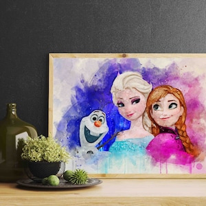 Frozen / Elsa y Anna / Olaf / Liberated Delivered / Art Print / Cartoon / Wall Art / Kids Room Decor / Gift Idea
