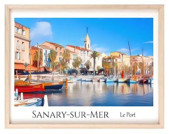 Cartel Puerto de Sanario / Mediterráneo / Riviera Francesa / Sur de Francia / Cartel Vintage / Riviera Francesa / Decoración / Cartel Ciudad