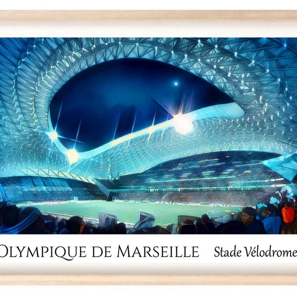 Affiche Stade Vélodrome de Marseille / Olympique de Marseille / OM / Payet / Sanchez / Milik / Guendouzi / Poster Vintage / Idée Cadeau