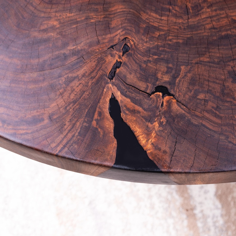 Small Table Infills Handcrafted Round Walnut Dining Table – Resin Infill Detail - Etsy
