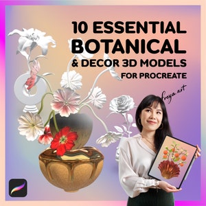 10 Essential Botanical and Decor Procreate 3D Models, 3D Models Procreate for Home Decor, Realistic Mockups for  Interior Design