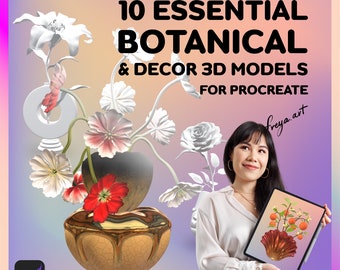 10 essentiële botanische en decorproducten 3D-modellen, 3D-modellen planten zich voort voor huisdecoratie, realistische mockups voor interieurontwerp