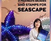 Beach Scene Procreate Bundle, Underwater Brushes, Procreate Beach Stamps, 21 Procreate Brushes and Stamps for Seascape