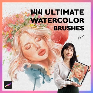 最高の水彩ブラシ Procreate | Procreate 用 144 ブラシ 水彩、ウェット オン ウェット、ドライ オン ドライ、ウェット オン ドライ、ドライ オン ウェット、紙のテクスチャ