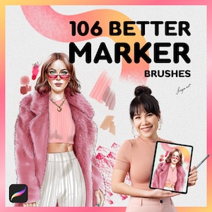 Procreate Copic Marker | 106 Better Marker Brushes, Dry Alcohol Marker, Wet Alcohol Marker, Lettering Brushes, Fashion Illustration Brushes