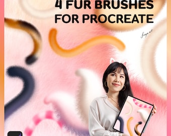 4 Procreate-bontborstels, Procreate-haarborstels, Realistische dierenhaarborstels, Procreate Monoline-borstels