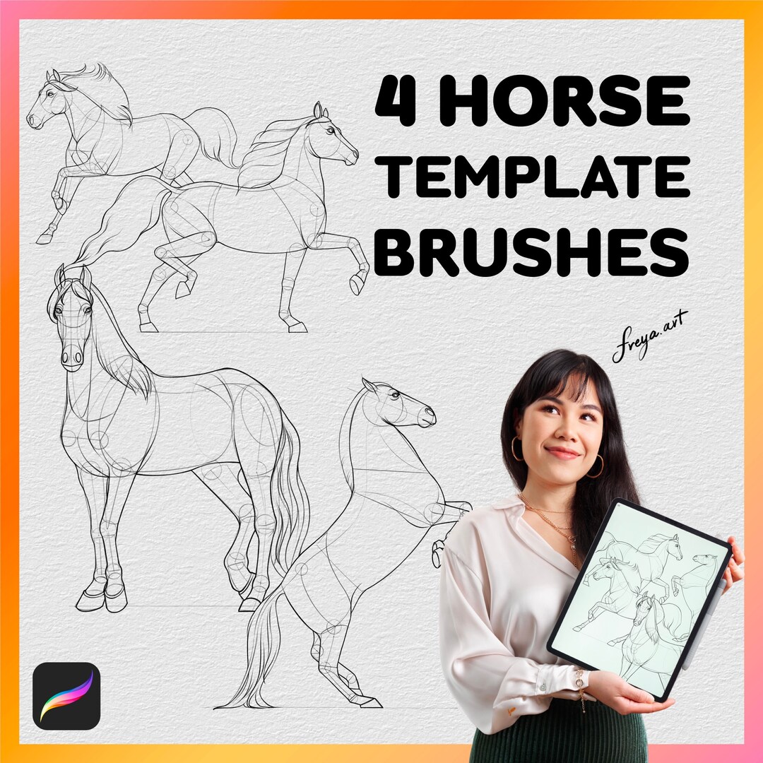 Procreate Horse Stamp 4 Template Procreate Brushes Procreate Stamp