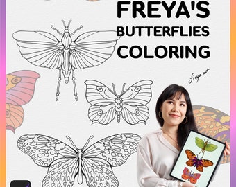 Målarbild med fjärilar från Procreate, Freyas fjärilar målarbild, målarbild för vuxna