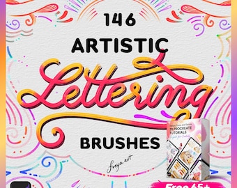 146 Procreate-penselen voor Procreate-letters met 65+ Procreate-tutorials, set artistieke beletteringborstels