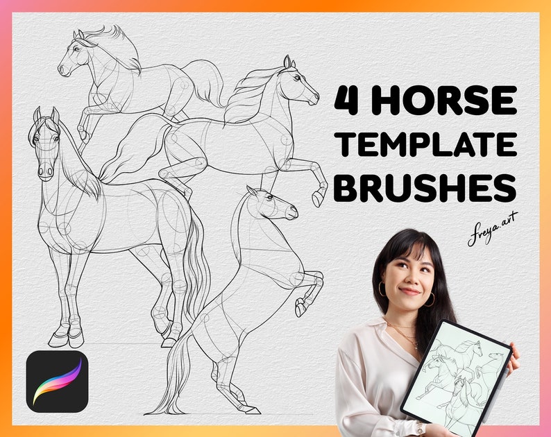 Procreate Horse Stamp 4 Template Procreate Brushes Etsy