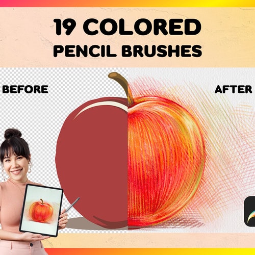 Pencil Procreate Brushes 19 Colored Pencil Brushes for Etsy