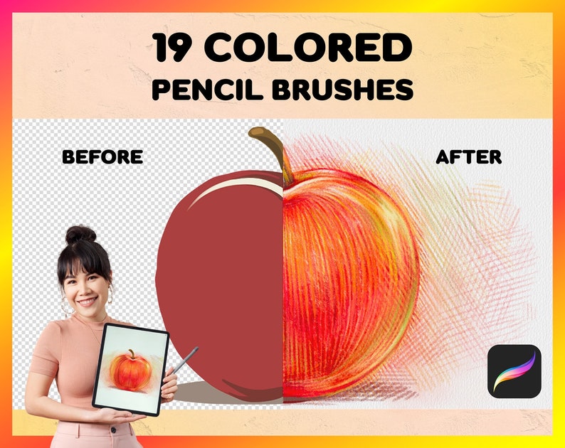 Pencil Procreate Brushes 19 Colored Pencil Brushes for Etsy