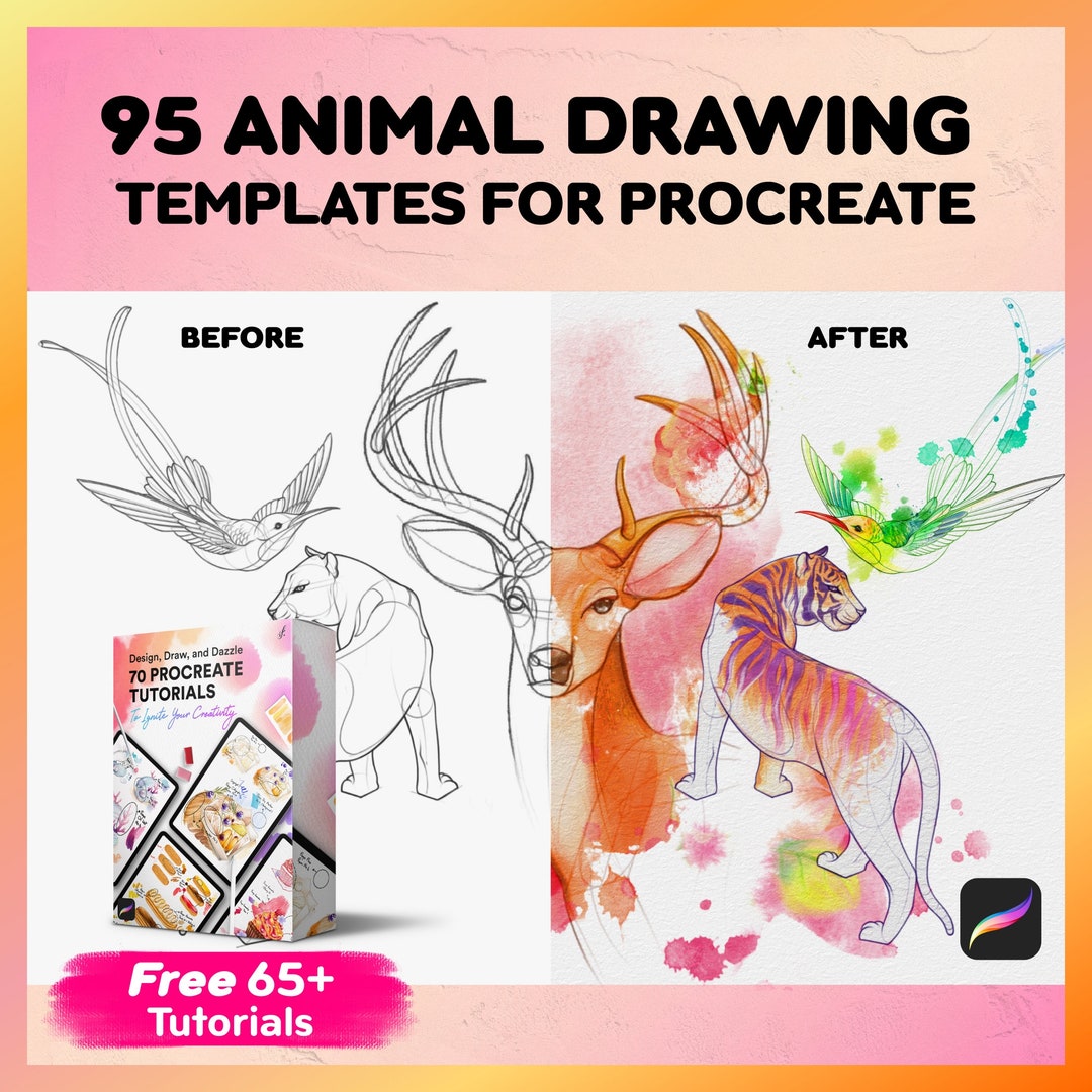 95 Animal Brushes Procreate With 65 Procreate Tutorials Etsy