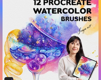 Watercolor Brushes For Procreate | 12 Procreate Watercolor Brushes, Wet On Wet, Dry On Dry, Wet On Dry, Dry On Wet, Paper Textures