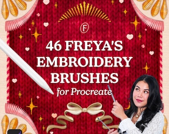 Borduurborstels voortplanten | 46 Freya's borduurborstels voor Procreate, Procreate-steken, stoftextuurborstels, Fashion Procreate