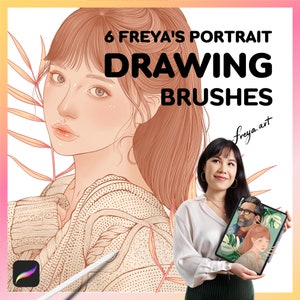 Manga Pinsel für Procreate, Procreate Anime Pinsel, 6 Freyas Gesicht Procreate Pinsel im Set