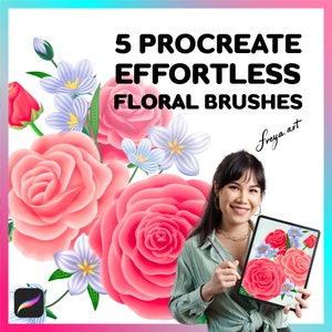 Floral Brushes Procreate | 5 Procreate Effortless Floral Brushes, Petal Brushes, Stem Brush, Leaf Brush, Foliage Brush, Botanical Art