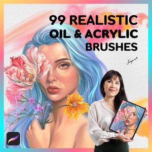99 Oil & Acrylic Procreate Brushes, Digital Brush Pack, Procreate Brush Set